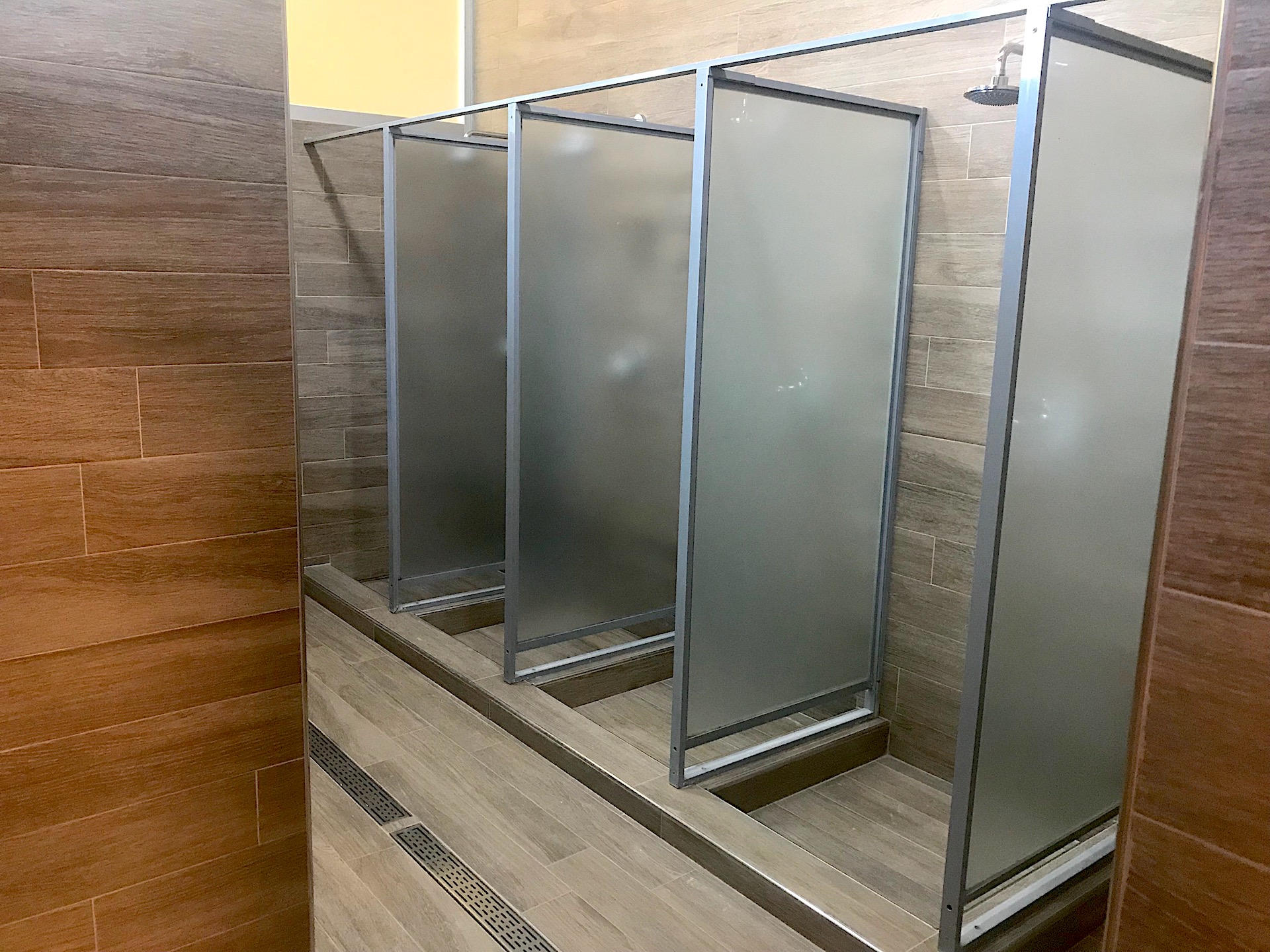 Showers in the changing rooms after renovation