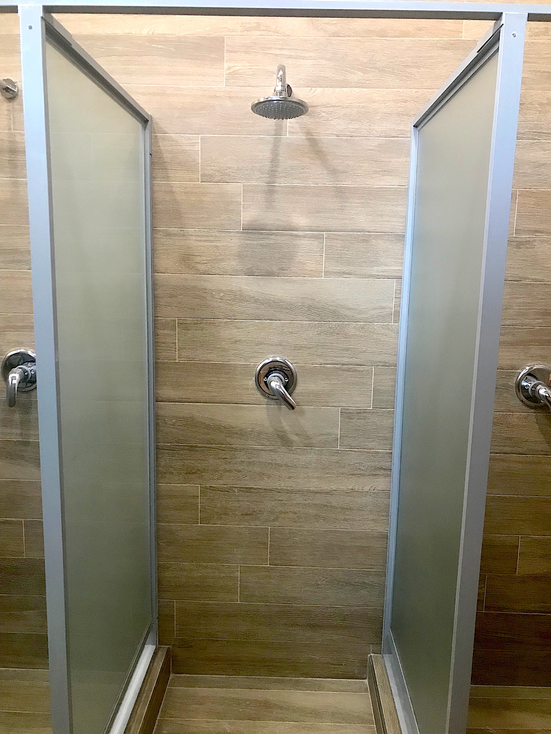 Changing rooms showers after renovation